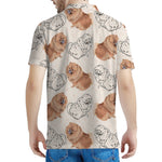 Cute Pomeranian Pattern Print Men's Polo Shirt