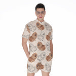 Cute Pomeranian Pattern Print Men's Rompers