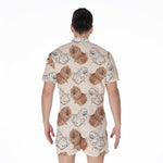 Cute Pomeranian Pattern Print Men's Rompers