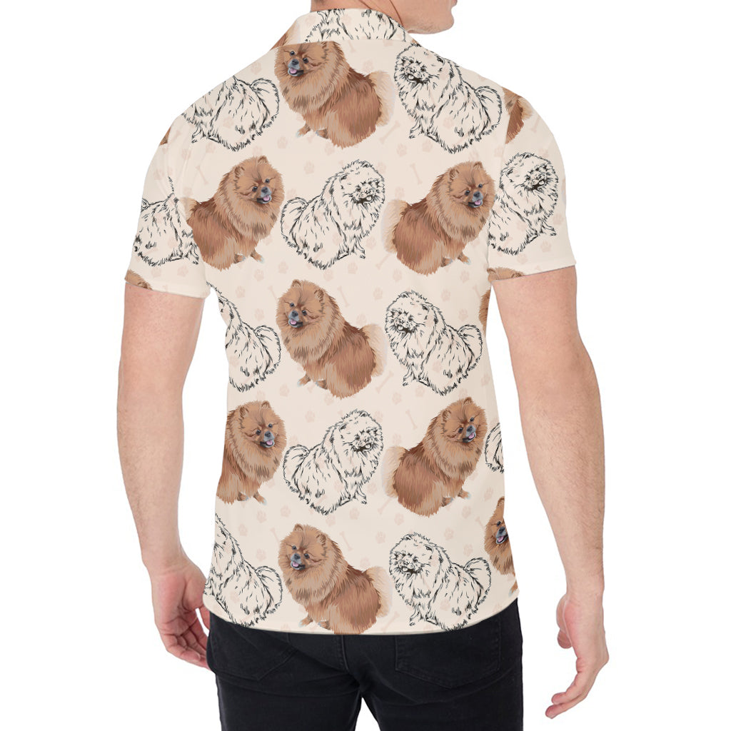 Cute Pomeranian Pattern Print Men's Shirt