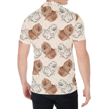 Cute Pomeranian Pattern Print Men's Shirt