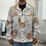 Cute Pomeranian Pattern Print Men's Shirt Jacket