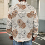Cute Pomeranian Pattern Print Men's Shirt Jacket