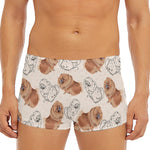 Cute Pomeranian Pattern Print Men's Short Boxer Briefs