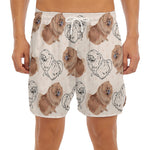 Cute Pomeranian Pattern Print Men's Split Running Shorts