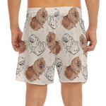 Cute Pomeranian Pattern Print Men's Split Running Shorts