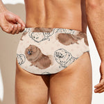 Cute Pomeranian Pattern Print Men's Swim Briefs