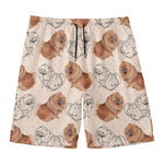 Cute Pomeranian Pattern Print Men's Swim Trunks