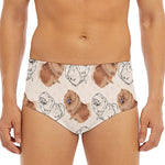 Cute Pomeranian Pattern Print Men's Triangle Swim Briefs