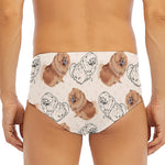 Cute Pomeranian Pattern Print Men's Triangle Swim Briefs