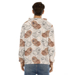 Cute Pomeranian Pattern Print Men's Velvet Pullover Hoodie