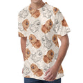 Cute Pomeranian Pattern Print Men's Velvet T-Shirt