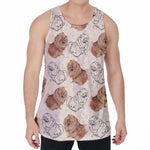 Cute Pomeranian Pattern Print Men's Velvet Tank Top