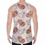 Cute Pomeranian Pattern Print Men's Velvet Tank Top