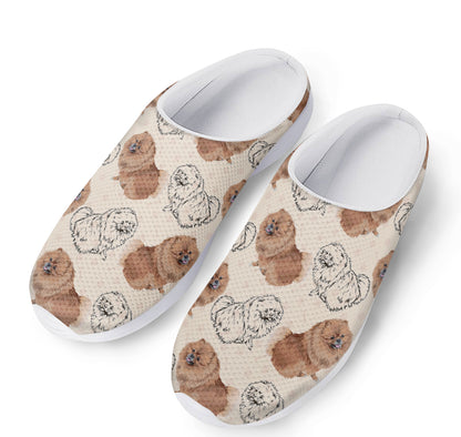 Cute Pomeranian Pattern Print Mesh Casual Shoes
