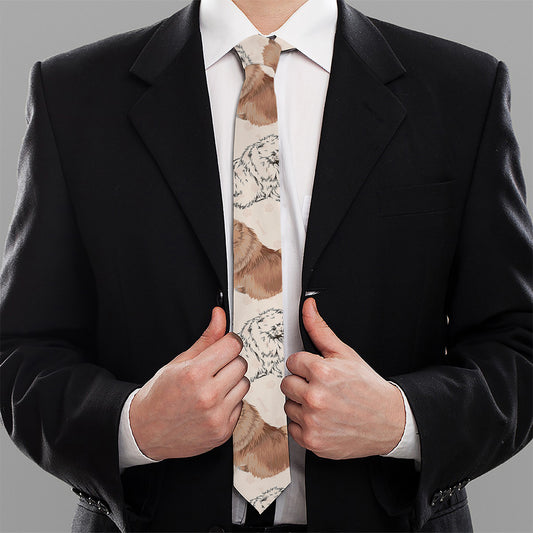 Cute Pomeranian Pattern Print Necktie