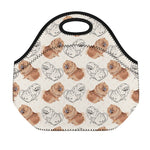 Cute Pomeranian Pattern Print Neoprene Lunch Bag