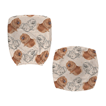 Cute Pomeranian Pattern Print Office Chair Cover