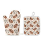 Cute Pomeranian Pattern Print Oven Mitt And Pot Holder Set