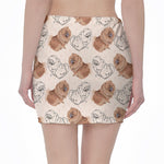 Cute Pomeranian Pattern Print Pencil Mini Skirt