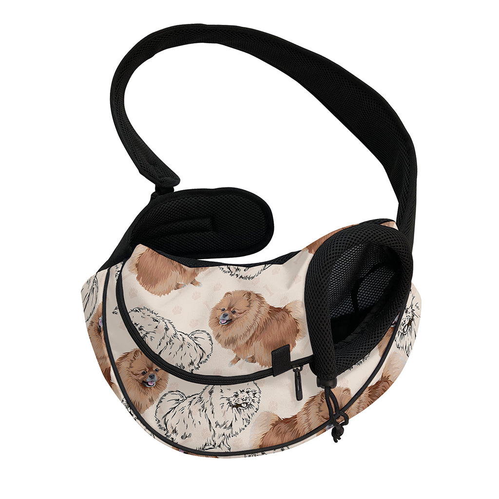 Cute Pomeranian Pattern Print Pet Sling Carrier