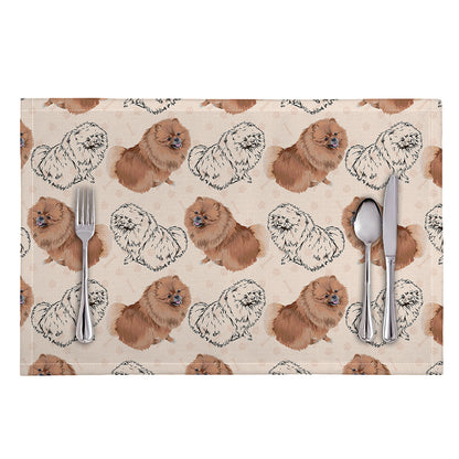 Cute Pomeranian Pattern Print Placemat