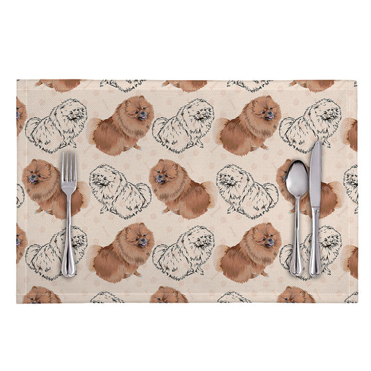 Cute Pomeranian Pattern Print Placemat