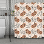 Cute Pomeranian Pattern Print Polyester Shower Curtain