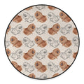 Cute Pomeranian Pattern Print Round Floor Mat