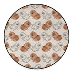 Cute Pomeranian Pattern Print Round Floor Mat