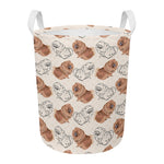 Cute Pomeranian Pattern Print Round Laundry Basket