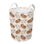 Cute Pomeranian Pattern Print Round Laundry Basket