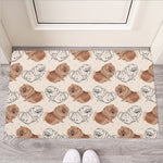 Cute Pomeranian Pattern Print Rubber Doormat