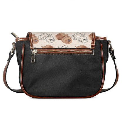 Cute Pomeranian Pattern Print Saddle Bag