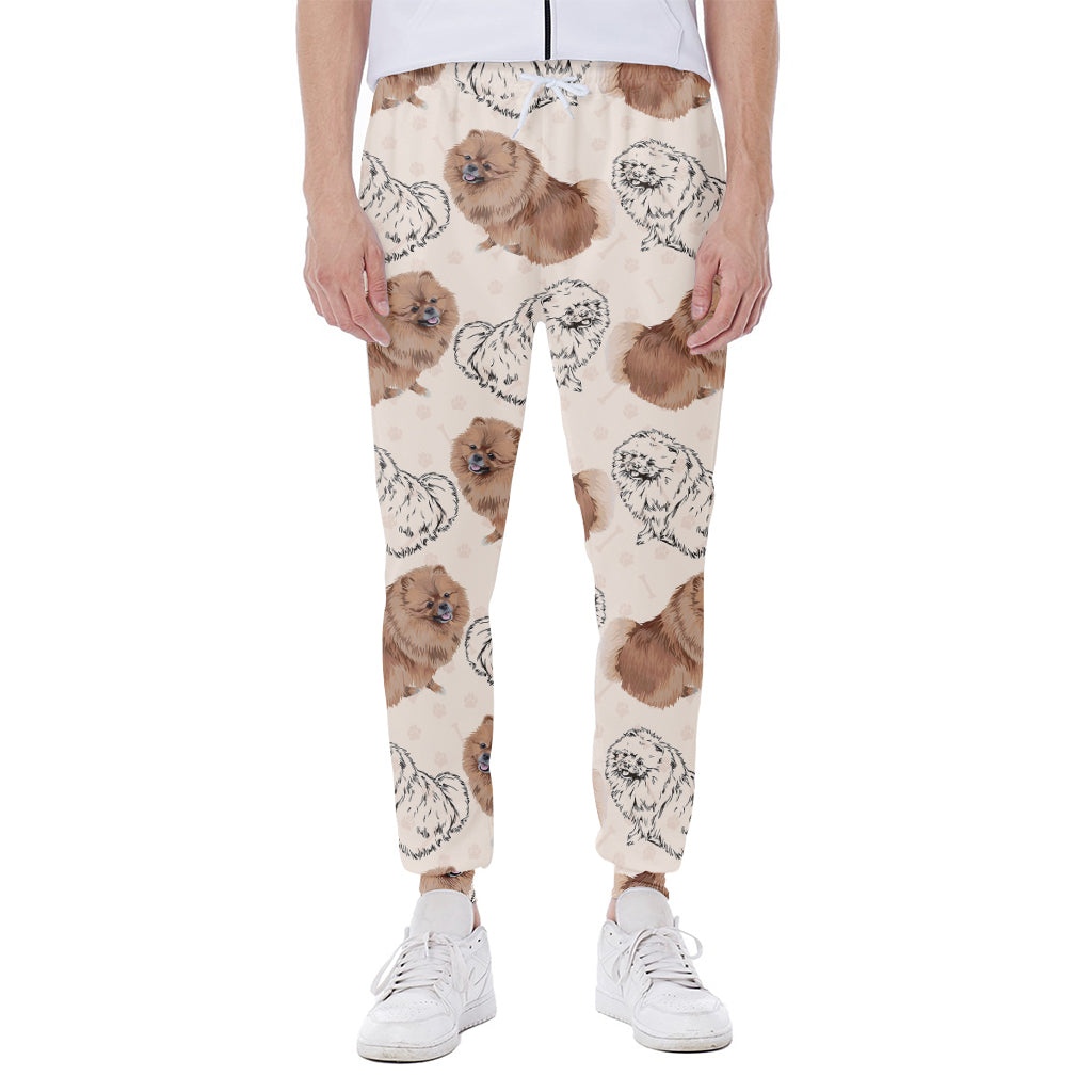 Cute Pomeranian Pattern Print Scuba Joggers