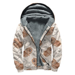 Cute Pomeranian Pattern Print Sherpa Lined Zip Up Hoodie