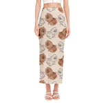 Cute Pomeranian Pattern Print Side Slit Maxi Skirt