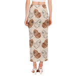 Cute Pomeranian Pattern Print Side Slit Maxi Skirt