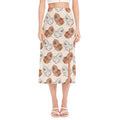 Cute Pomeranian Pattern Print Side Slit Midi Skirt