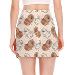 Cute Pomeranian Pattern Print Side Slit Mini Skirt