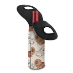 Cute Pomeranian Pattern Print Single Neoprene Wine Tote