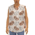 Cute Pomeranian Pattern Print Sleeveless Baseball Jersey