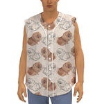 Cute Pomeranian Pattern Print Sleeveless Baseball Jersey