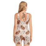 Cute Pomeranian Pattern Print Sleeveless One Piece Swimsuit