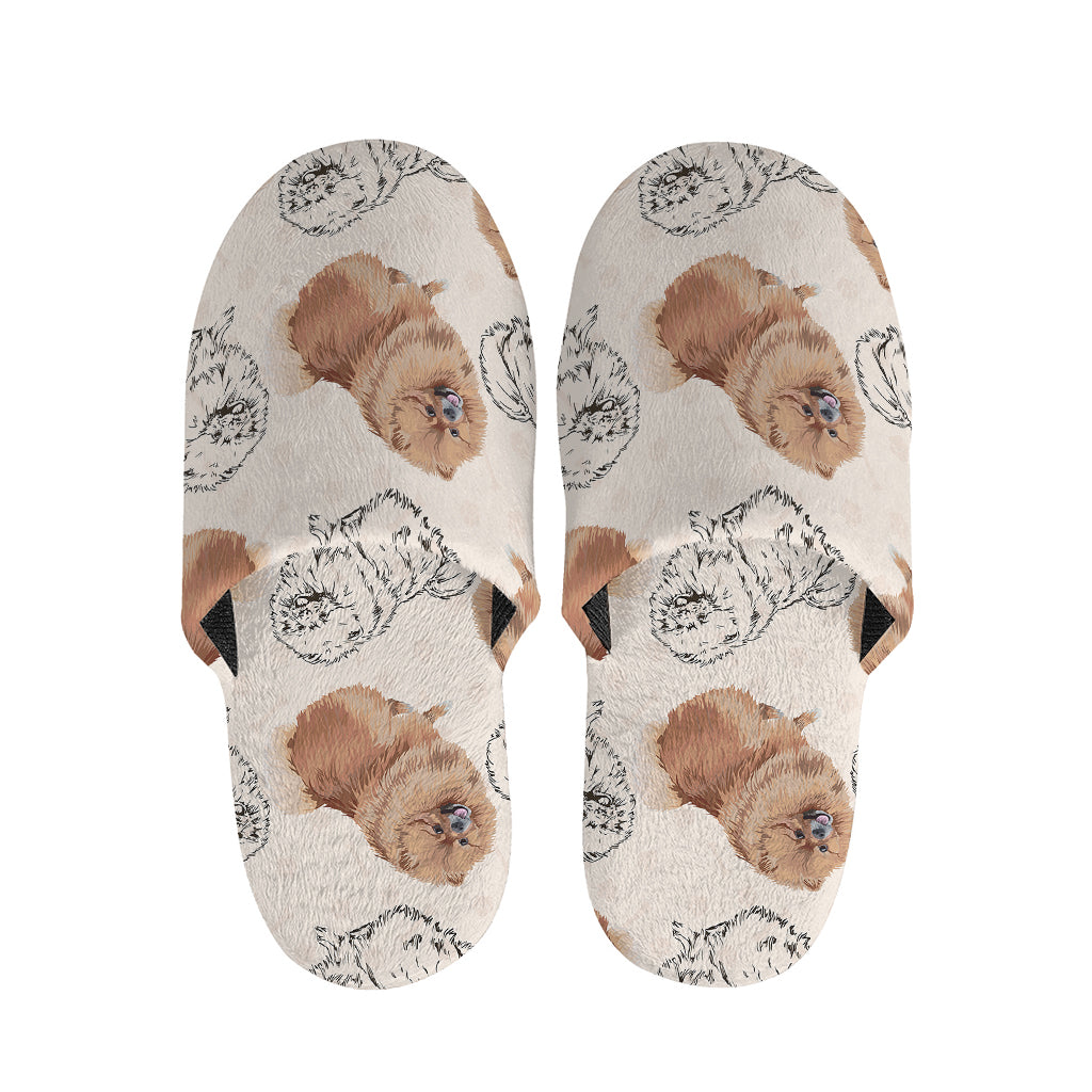 Cute Pomeranian Pattern Print Slippers