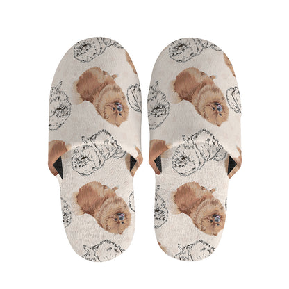 Cute Pomeranian Pattern Print Slippers