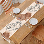 Cute Pomeranian Pattern Print Table Runner