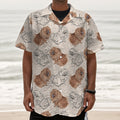 Cute Pomeranian Pattern Print Textured Short Sleeve Shirt