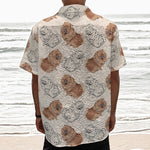 Cute Pomeranian Pattern Print Textured Short Sleeve Shirt