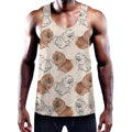 Cute Pomeranian Pattern Print Men's Workout Tank Top